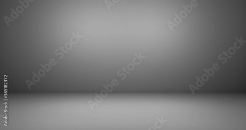 Blinking light in abstract gray empty room wall studio gradient background with white gradient, simple 3D animation.