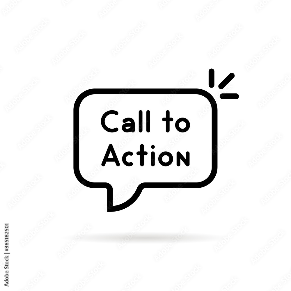 black thin line call to action bubble