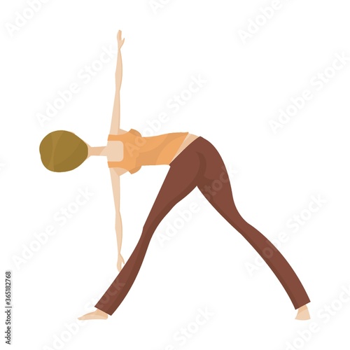 girl practising yoga in revolved triangle pose