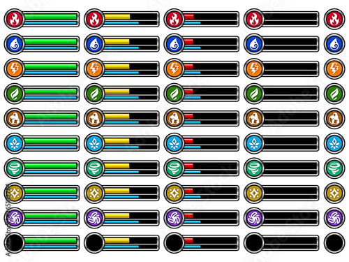 ゲーム／アイコン／属性／タイプ／HP／メタル／A