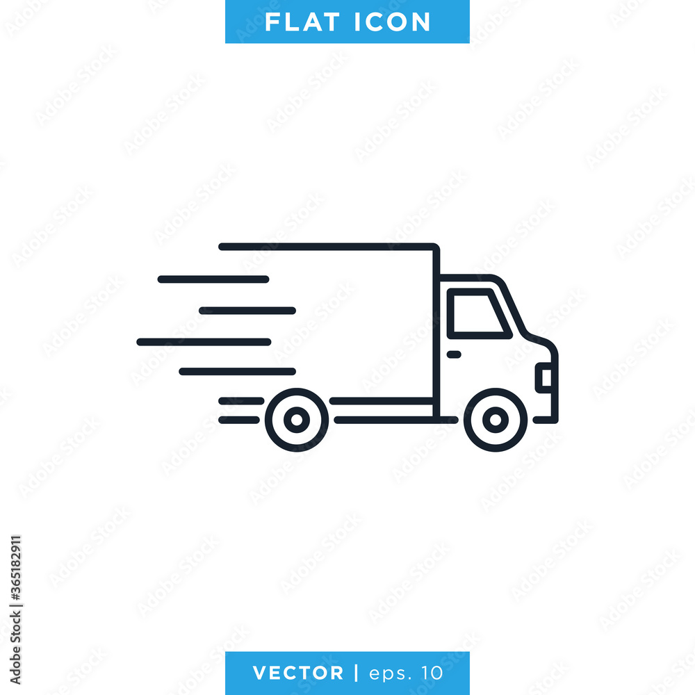 Delivery Truck Icon Vector Design Logo Template. Trendy Flat Icon With Editable Stroke