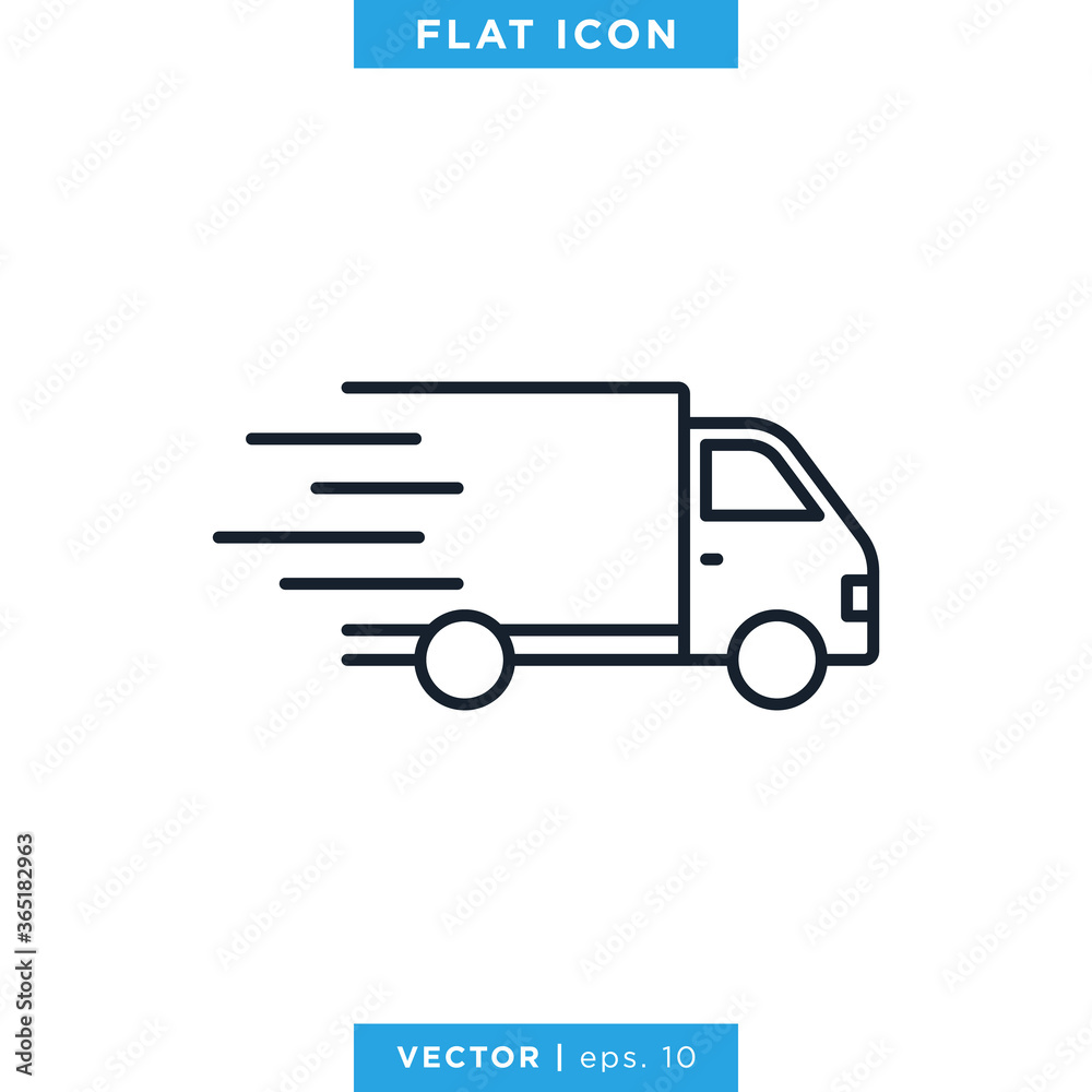 Delivery Truck Icon Vector Design Logo Template. Trendy Flat Icon With Editable Stroke