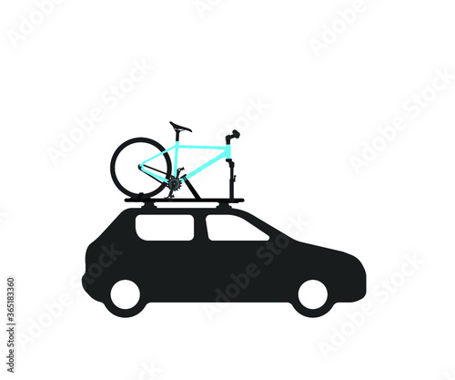 Mountain bike with bicycle roof rack