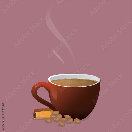 cup of coffee with coffee beans