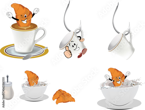 cup of capuccino with briosche breakfast