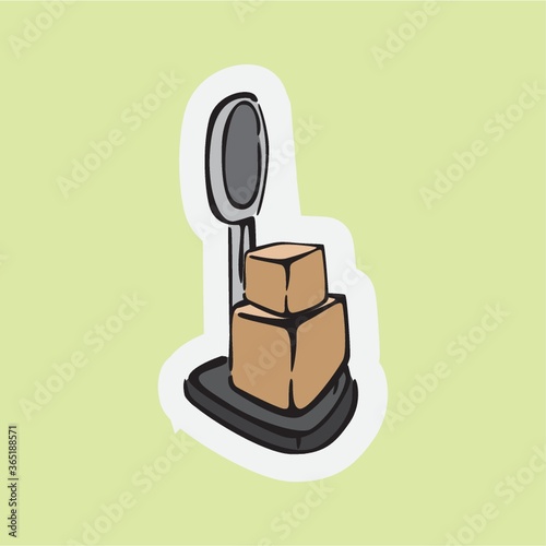 cardboard boxes on weighing machine