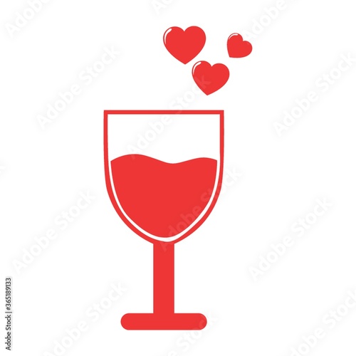flute glass with hearts
