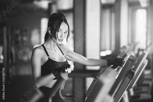 Fitness woman training in gym.