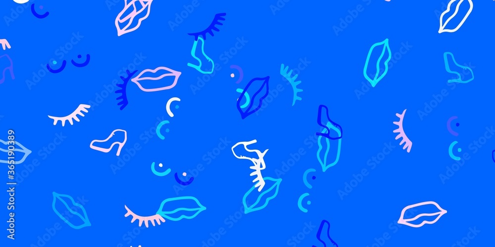 Light Pink, Blue vector template with businesswoman signs.