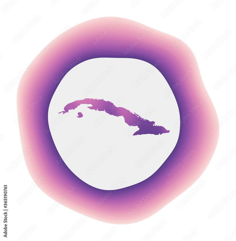 Cuba icon. Colorful gradient logo of the country. Purple red Cuba rounded sign with map for your design. Vector illustration. Cuba icon. Colorful gradient logo of the country. Purple red Cuba rounded sign with map for your design. Vector illustration.