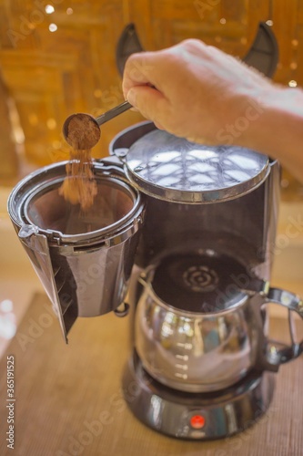 coffee maschine get prepared to brew up 
