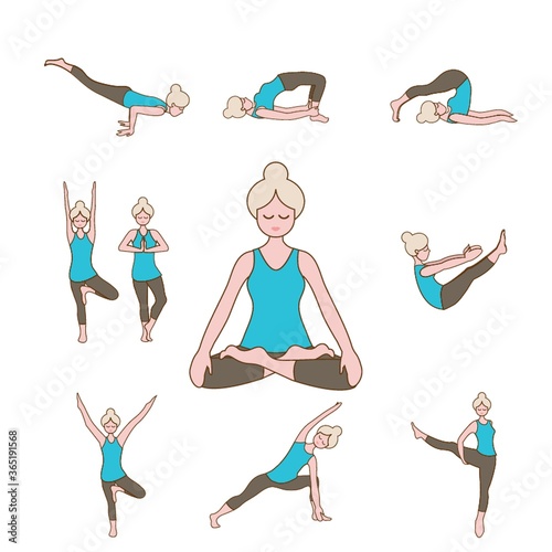 set of yoga icons