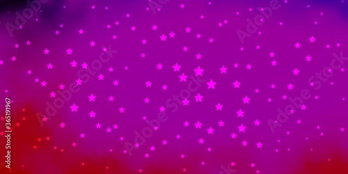 Dark Purple, Pink vector layout with bright stars. Blur decorative design in simple style with stars. Pattern for websites, landing pages.