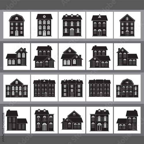 collection of various building silhouettes