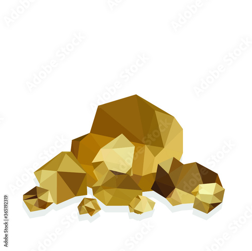 Set of gold rocks, gold nuggets 