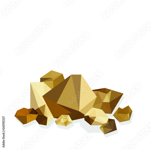 Set of gold rocks, gold nuggets 