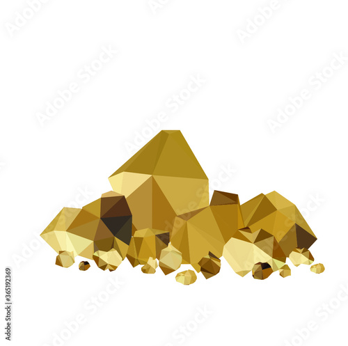 Set of gold rocks, gold nuggets 