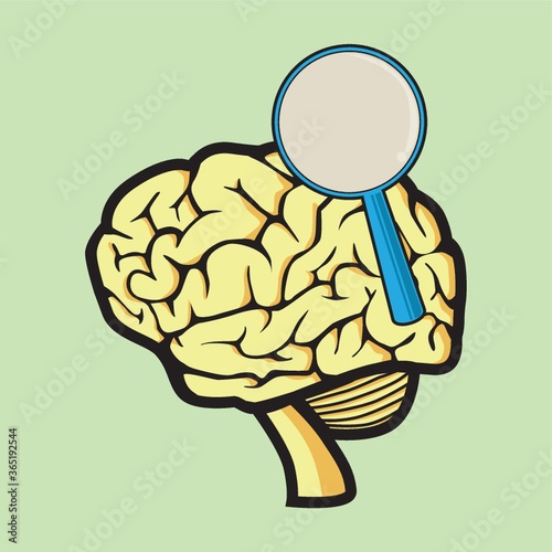 brain with magnifying glass