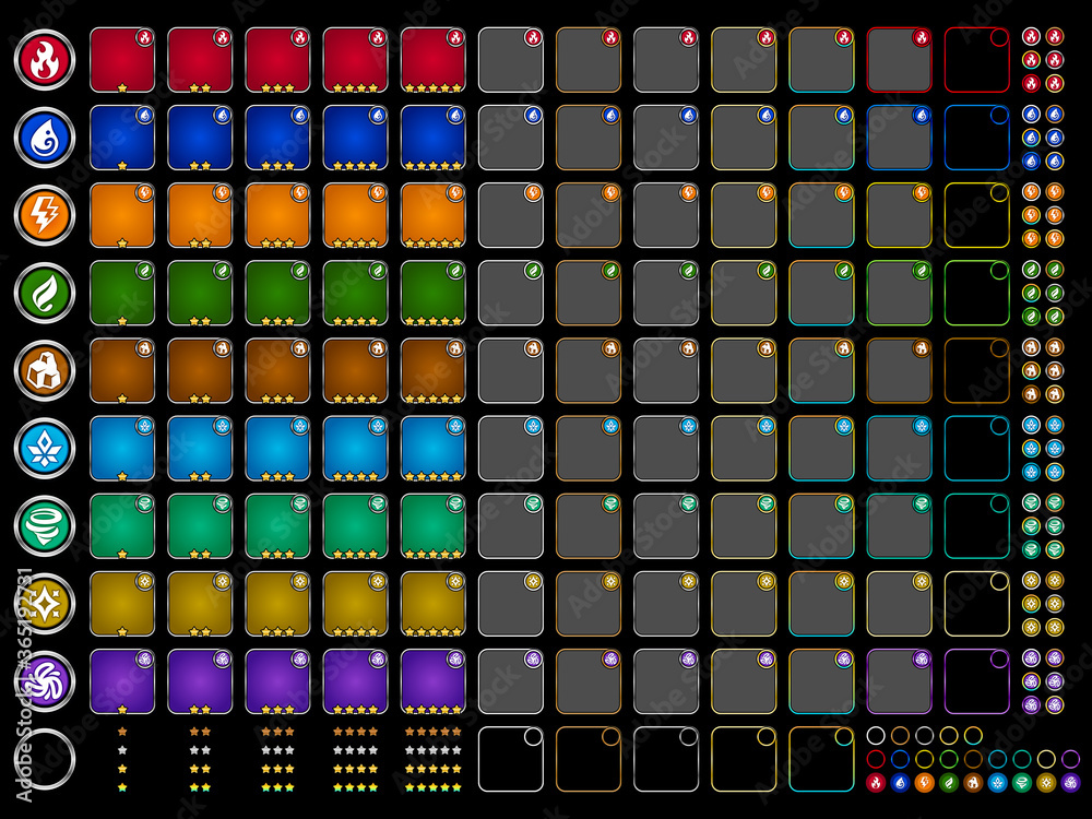 ゲーム アイコン 属性 フレーム メタル A 黒背景 Stock Vector Adobe Stock