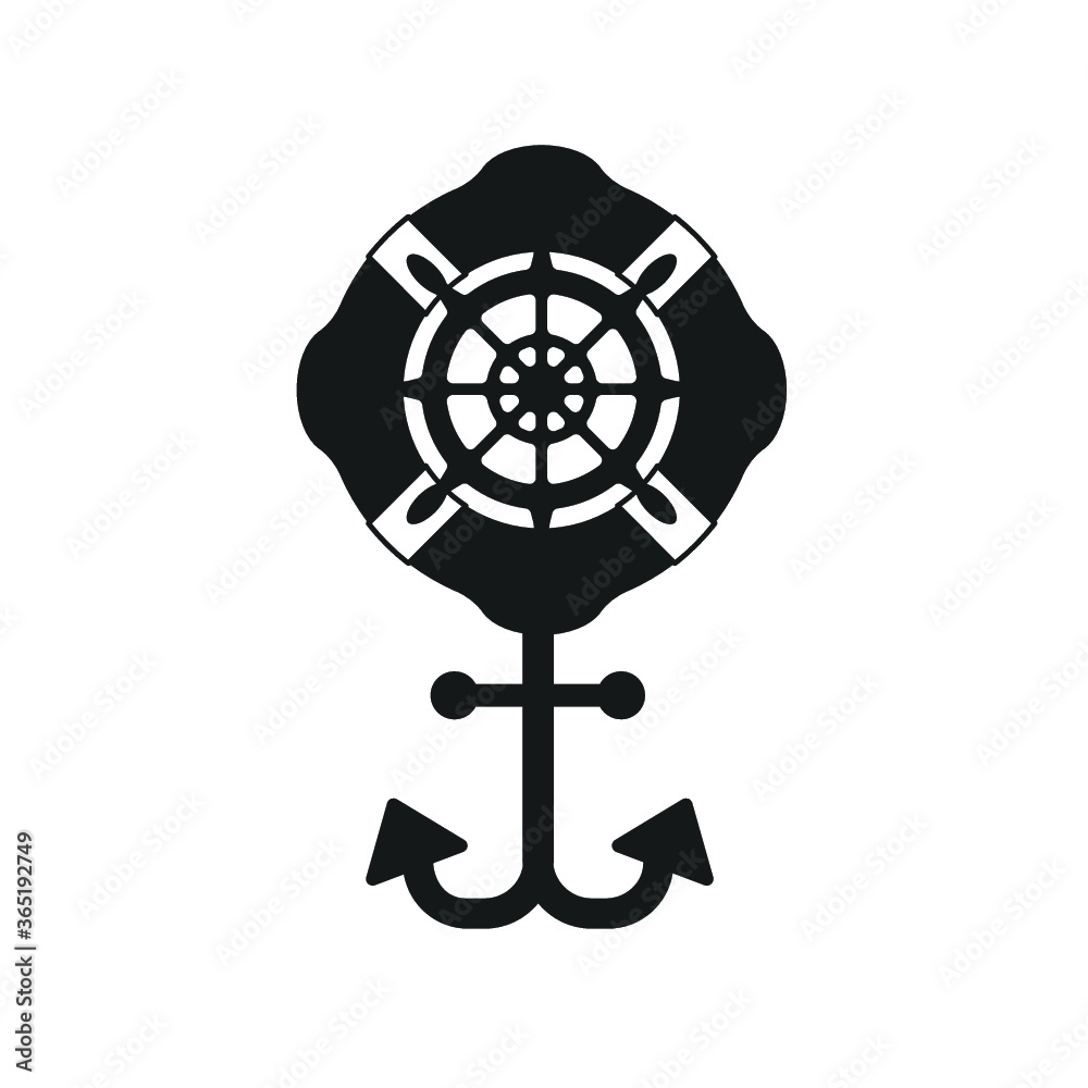Obraz premium Anchor ,ship steering wheel, pirate skull ( Use for print, t-shirt typography and other uses )