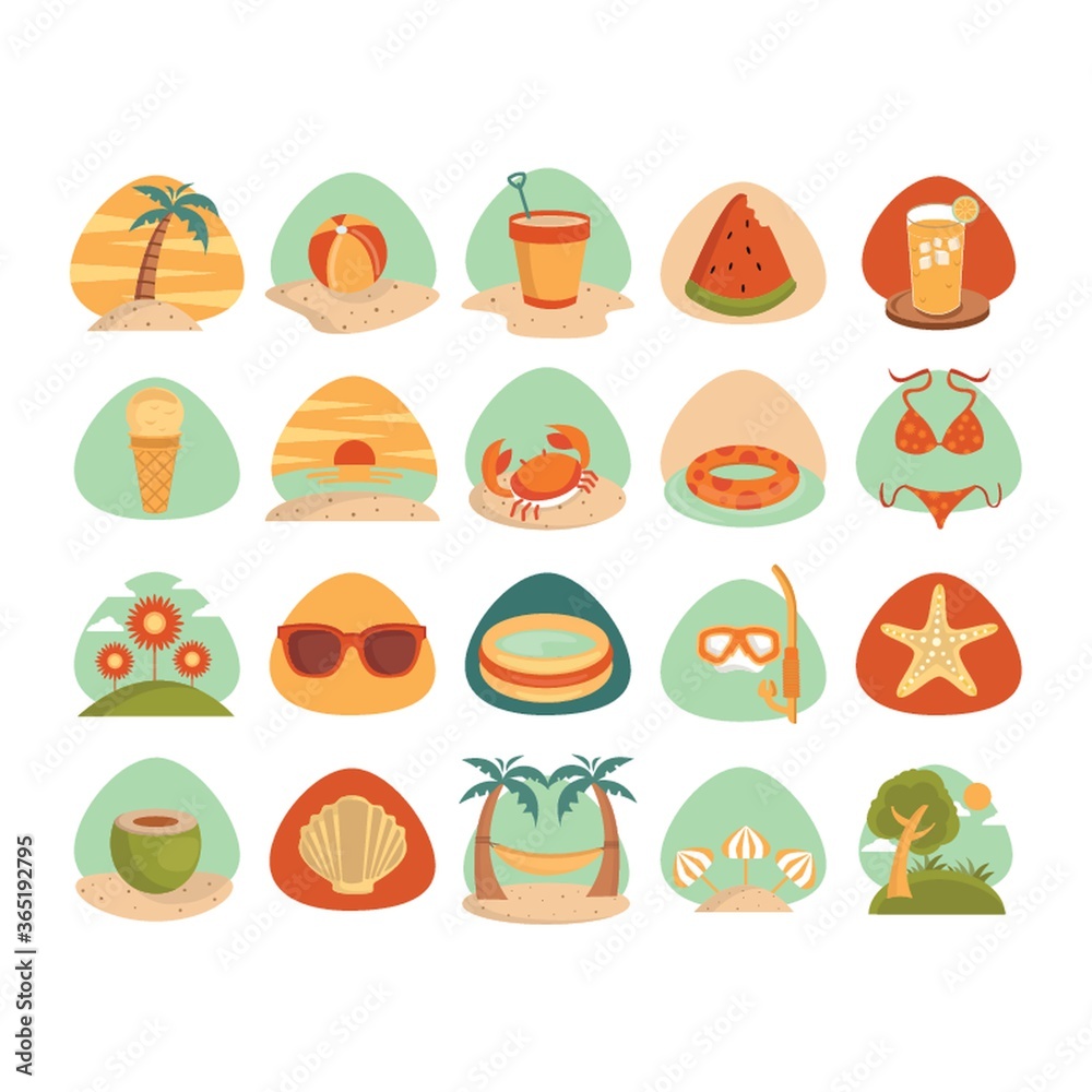 set of summer icons