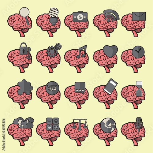 set of brain icons