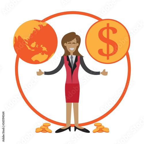 businesswoman happy with global sales
