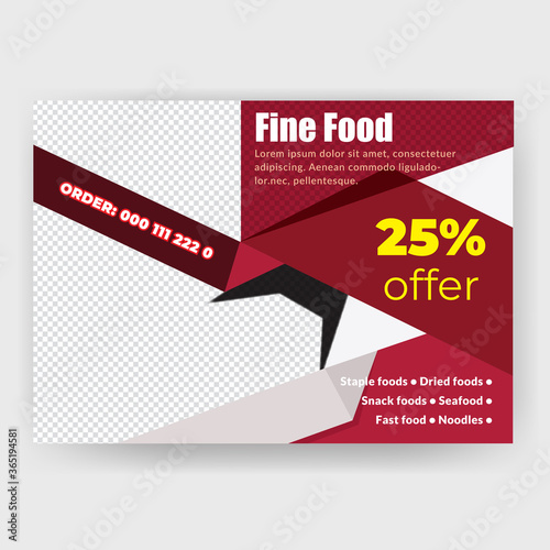 Restuaruant Concept Horizontal Flyer Design Template. photo