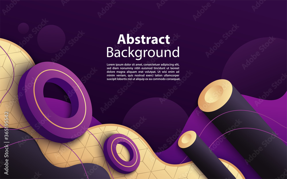 Fototapeta premium Modern dynamic purple with 3d abstract shape composition background design.