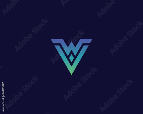 Letter W V logo design. creative minimal monochrome monogram symbol. Universal elegant vector emblem. Premium business logotype. Graphic alphabet symbol for corporate identity photo