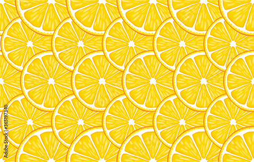 Traditional Seamless Pattern with Colorful Citruses on the Orange