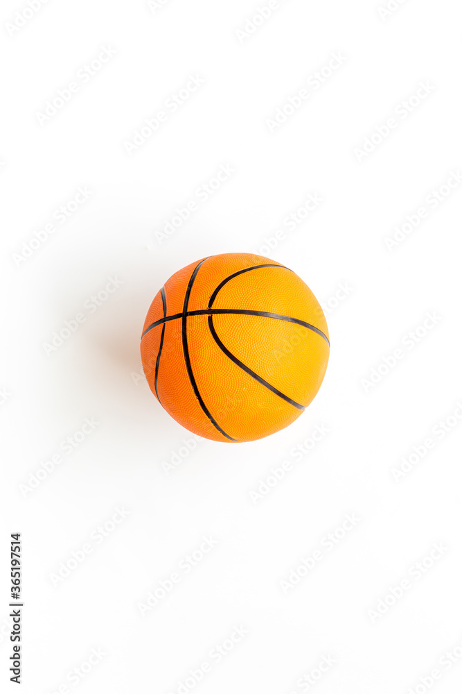 Basketball ball on white background top view copy space