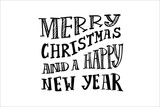 Merry Christmas and a happy New Year hand lettering vector 