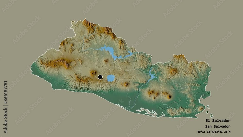 Ahuachapán, department of El Salvador, with its capital, localized ...