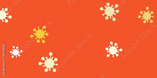 Light orange vector background with covid-19 symbols.