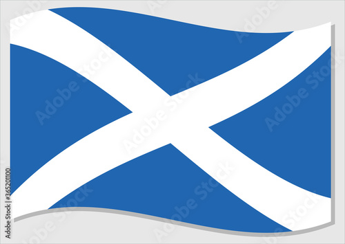 Waving flag of Scotland vector graphic. Waving Scottish flag illustration. Scotland country flag wavin in the wind is a symbol of freedom and independence.