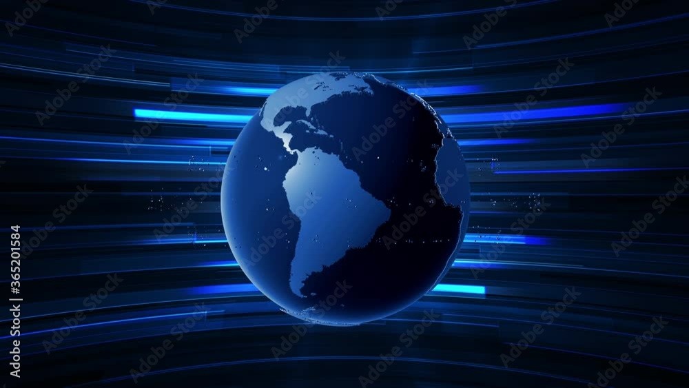 This stock motion graphics video shows a blue earth rotating in a seamless loop. This stock motion graphics video shows a blue earth rotating in a seamless loop.