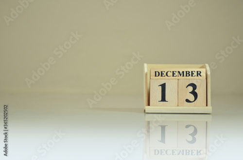 December 13, Number cube with the reflection on the ground.