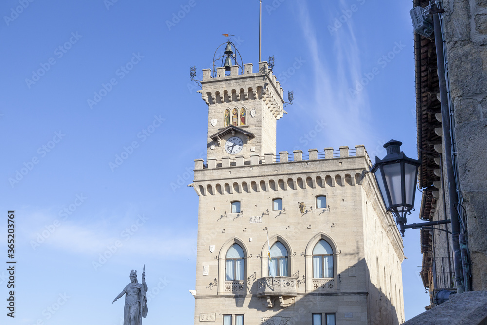August 2019 - Republic of San Marino - the historic center of the city of San Marino and Mount Titano have been registered by UNESCO - view of the Castell
