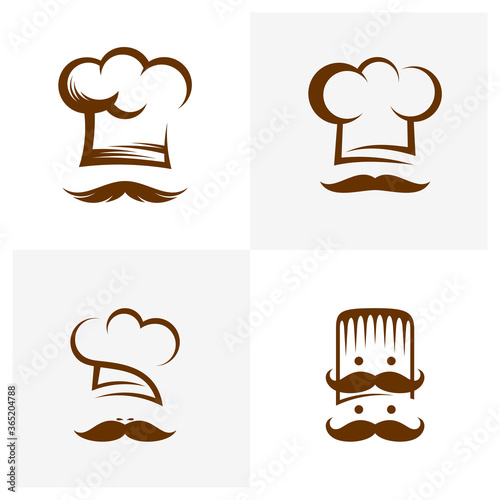 Set of Chef Hat Logo Design Template Vector, Icon Symbol, Creative Design Concepts