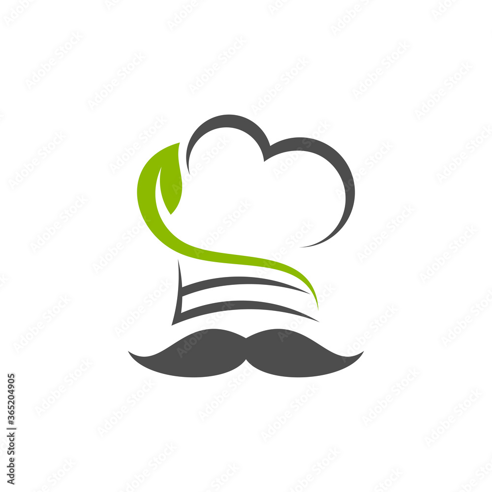 Chef Hat with Leaf Logo Design Template Vector, Icon Symbol, Creative Design Concepts