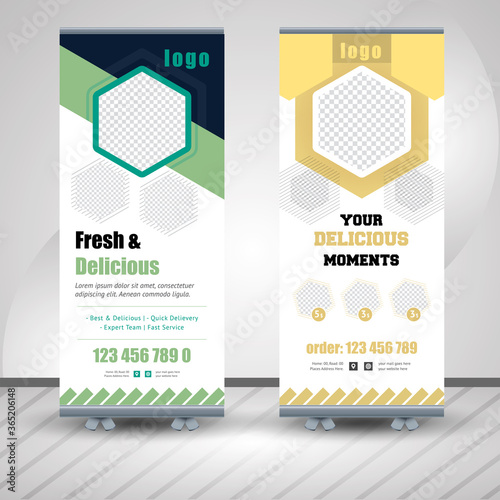 Food roll up banner design for restaurant