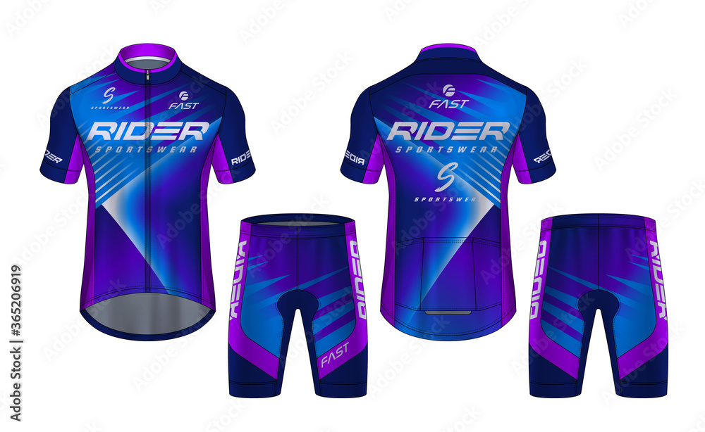 Cycling Jerseys mockup,t-shirt sport design template,uniform for bicycle  apparel. vector de Stock | Adobe Stock