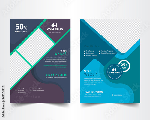 Fitness and gym workout flyer template . Shape Your Body Concept Design
