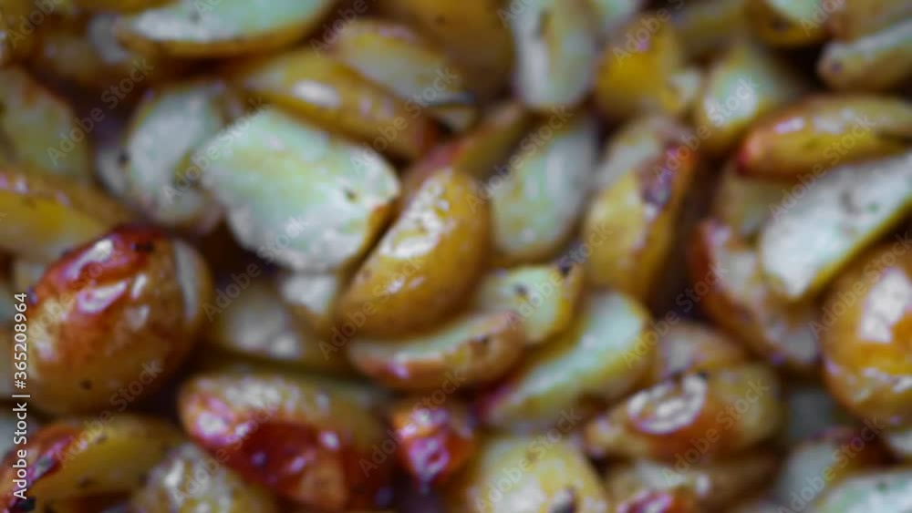 Young potato baked in the oven. Young potato baked in the oven.