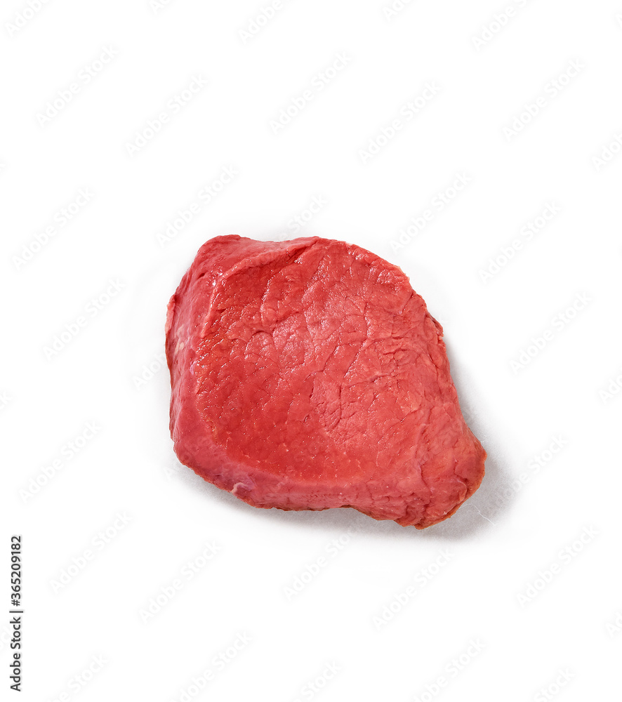 Raw steak in a studio setting, isolated on white Raw steak in a studio setting, isolated on white