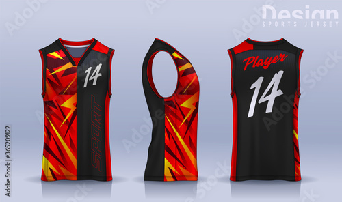 Basketball tank top design template, Sport jersey mockup. uniform front and back view.