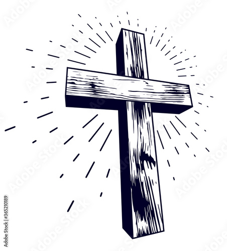 Christian cross vector religion logo or tattoo.