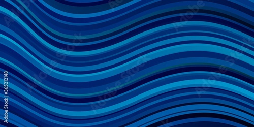 Dark BLUE vector pattern with curved lines. Illustration in abstract style with gradient curved.  Best design for your posters, banners. © Guskova