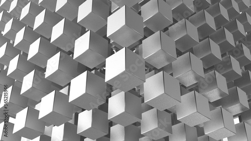 Silver cubes 3d pattern techno background